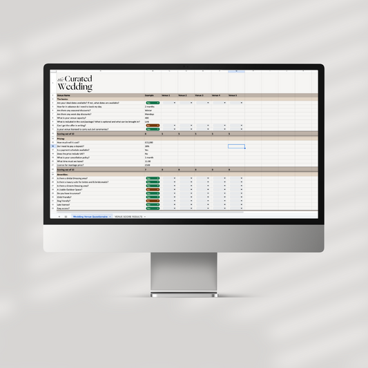Free Wedding Venue Spreadsheet